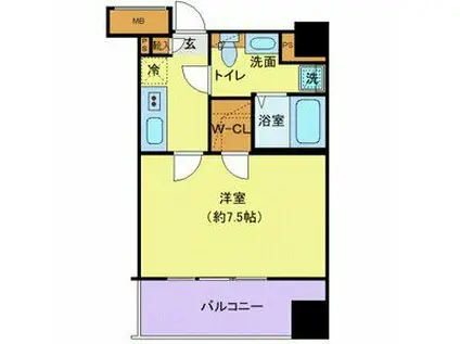 クレヴィスタ蒲田II(1K/4階)の間取り写真