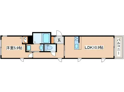 シャーメゾン御影中町(1LDK/2階)の間取り写真