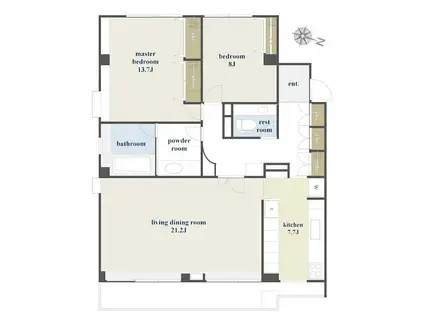 上野毛アンクレー(2LDK/1階)の間取り写真