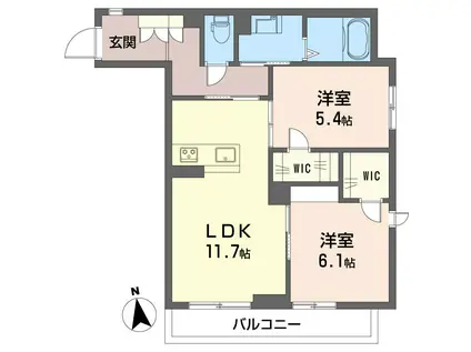 カピリナ湘南(2LDK/2階)の間取り写真