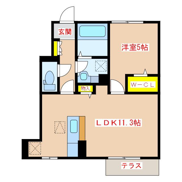 フォレストパークサイド瀬口(1LDK/1階)の間取り写真