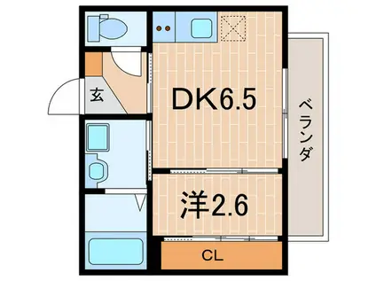 ONE西宮門戸(1DK/1階)の間取り写真