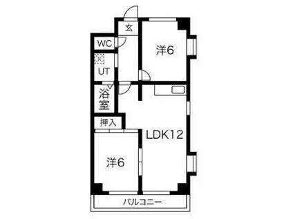 コーポラス小出(2LDK/5階)の間取り写真