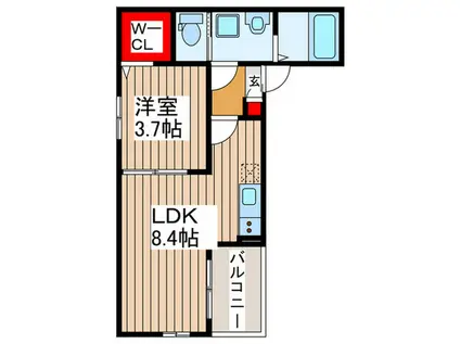 AJ南流山SECOND(1LDK/3階)の間取り写真