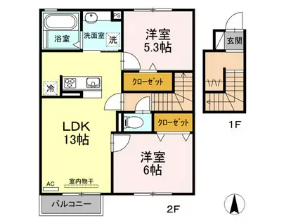 グレイスコート(2LDK/2階)の間取り写真