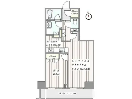 ザ・パークハウス新宿タワー(1LDK/9階)の間取り写真