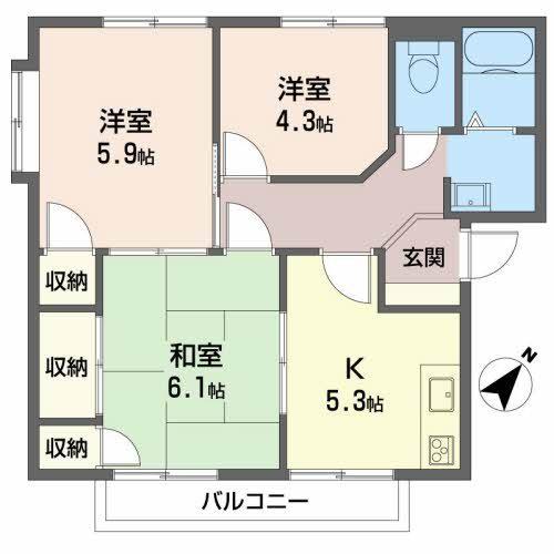 コートハウスコスモス(3K/2階)の間取り写真