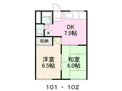 グレースハイム(2DK/1階)の間取り写真