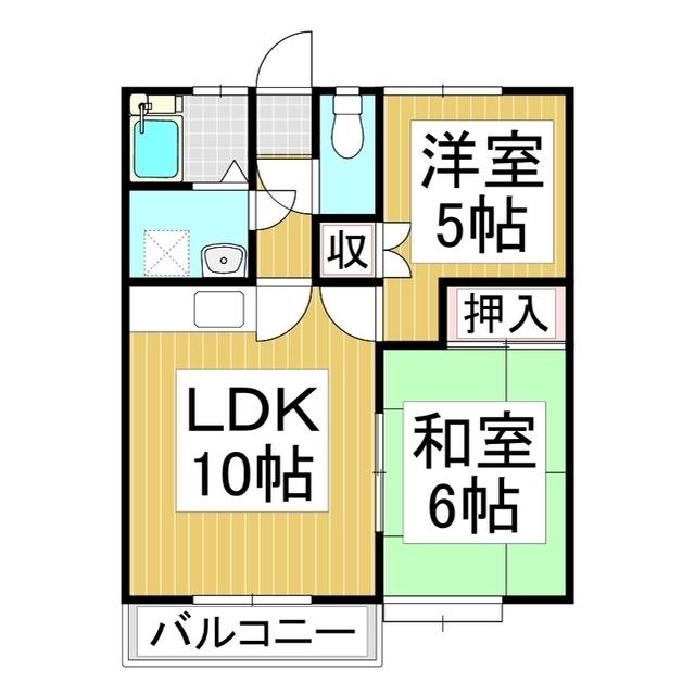 ホワイティー沙羅A棟(2LDK/2階)の間取り写真