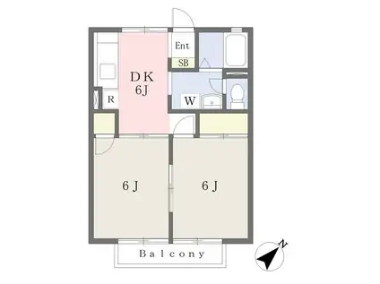 サンモールB(2DK/2階)の間取り写真