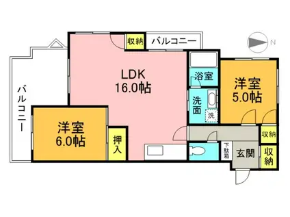 メゾン猫本(2LDK/3階)の間取り写真