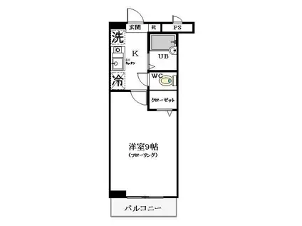 プロプリエテール(1K/1階)の間取り写真