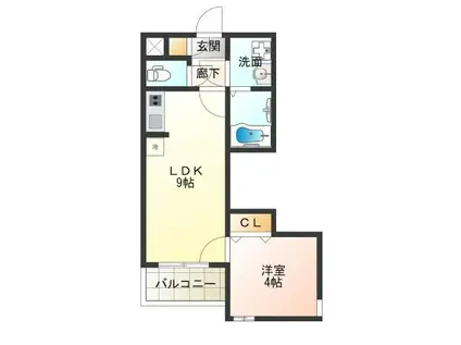 H-MAISON東住吉II(1LDK/3階)の間取り写真