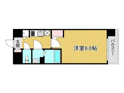 エスリード難波ザ・ゲート(1K/12階)の間取り写真