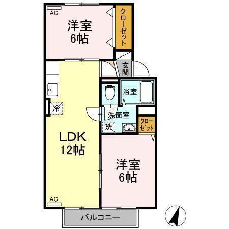 マスカレード(2LDK/2階)の間取り写真