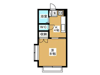 シルビア湘南(1K/1階)の間取り写真