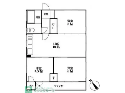 富士見ハイツ(3LDK/2階)の間取り写真