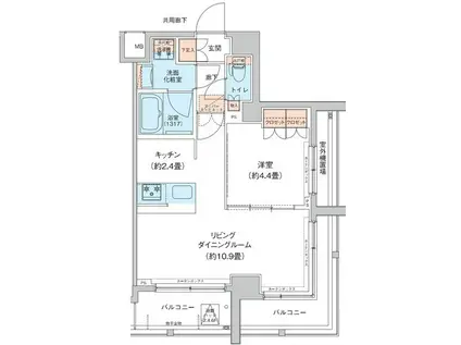 MFPRコート菊川 旧ALTERNA菊川I(1LDK/4階)の間取り写真