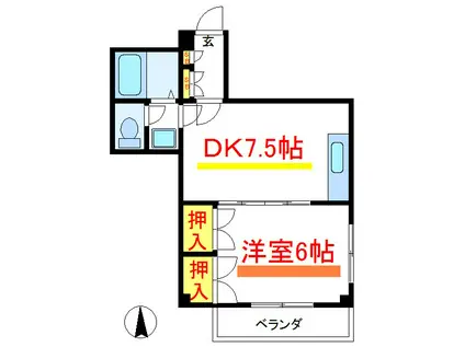 リバーサイド田端(1DK/2階)の間取り写真