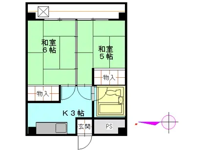 金町マンション(2K/3階)の間取り写真