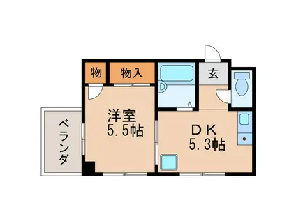 クレスト白壁(1DK/2階)の間取り写真