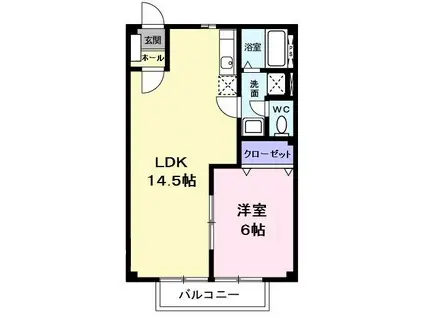 ニューシティ原島(1LDK/2階)の間取り写真