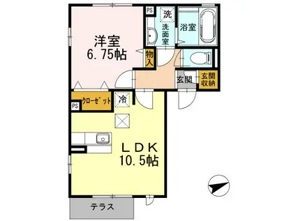 第3コスモスヴィラ(1LDK/1階)の間取り写真