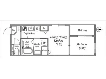 ハーモニーテラス-SY椥辻(1LDK/2階)の間取り写真