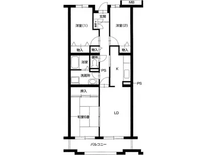 ウエストパークヒルズ(3LDK/1階)の間取り写真