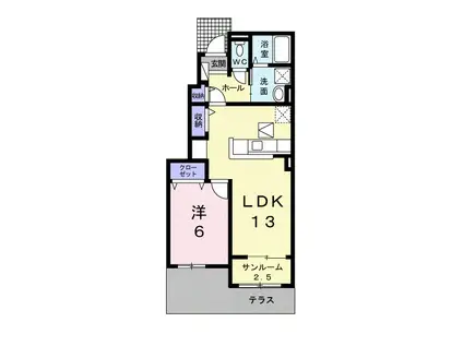 ルクア三条 B(1LDK/1階)の間取り写真