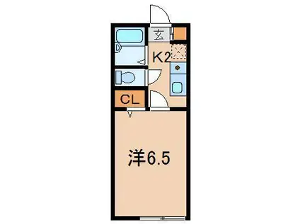 パレスサザンクロスIII(1K/2階)の間取り写真