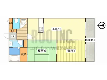 山田コーポ(2LDK/1階)の間取り写真