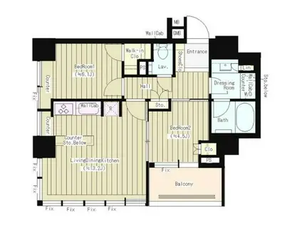 ザ・ヒルトップタワー高輪台(2LDK/20階)の間取り写真