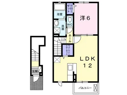 アベニール2番館(1LDK/2階)の間取り写真