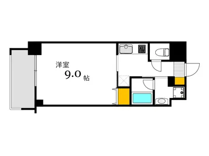 ブリリアンクラス河原町(1K/9階)の間取り写真