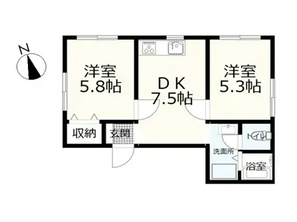 王禅寺イースト(2DK/3階)の間取り写真