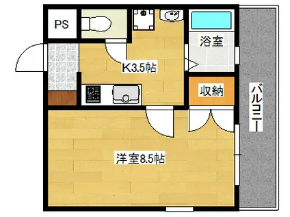 メルポート宇品神田(1K/3階)の間取り写真