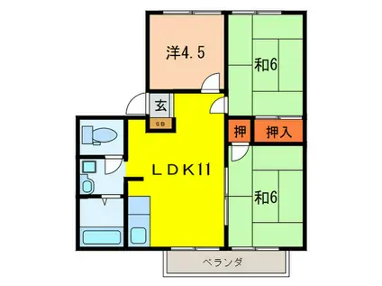 グランドタウン NO1(3LDK/2階)の間取り写真