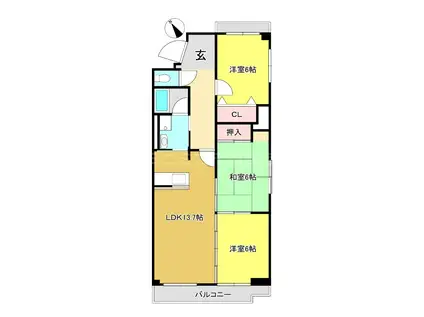 杉本マンション(3LDK/3階)の間取り写真