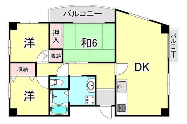ファイブ西岡本(3LDK/2階)の間取り写真