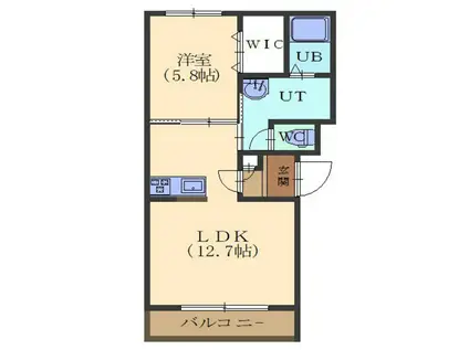 MIRACOSTAミラコスタ(1LDK/2階)の間取り写真