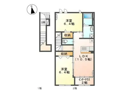 ハイツローリエ(2LDK/2階)の間取り写真