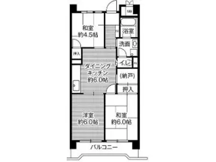 ビレッジハウス港島タワー(3DK/13階)の間取り写真