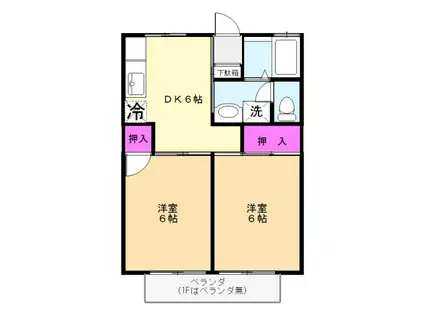 ブランパレ小手指(2DK/1階)の間取り写真