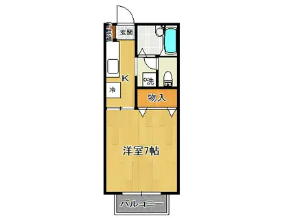 シティフォレスト(1K/2階)の間取り写真