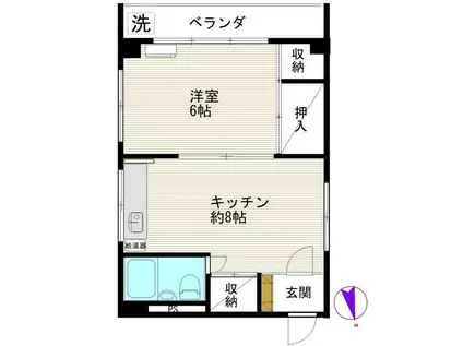 長沢ビル(1DK/3階)の間取り写真