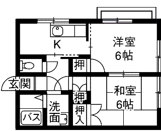ピュア東青山(2K/2階)の間取り写真