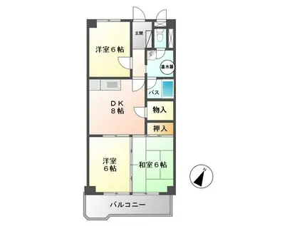 ルネ広島マンション(3DK/3階)の間取り写真