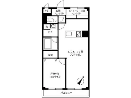 メゾンドール野方(1LDK/2階)の間取り写真