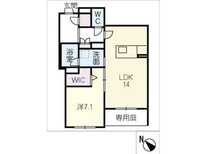 カーサ・レジデンス(1LDK/1階)の間取り写真